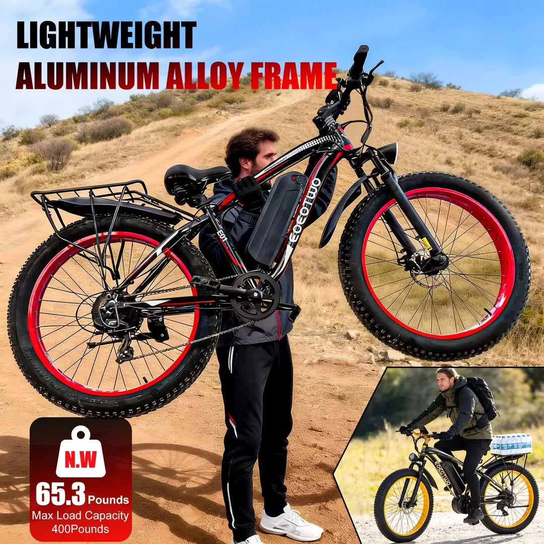 EOEOTWO 1500W Fat Tire Electric Bike For Adults 34MPH 48V Long Range