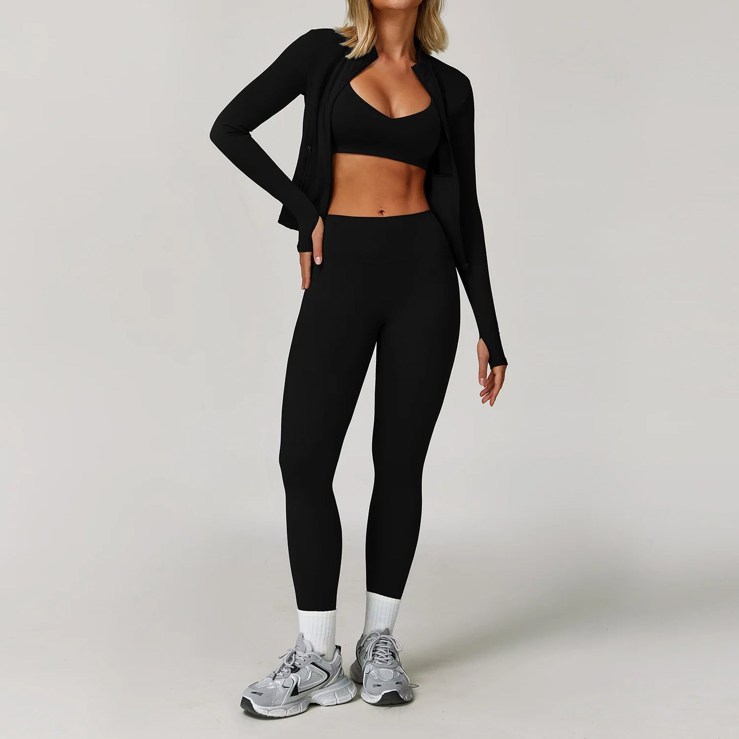 Women Yoga Set 3 Piece Gym Wear High Waist Leggings