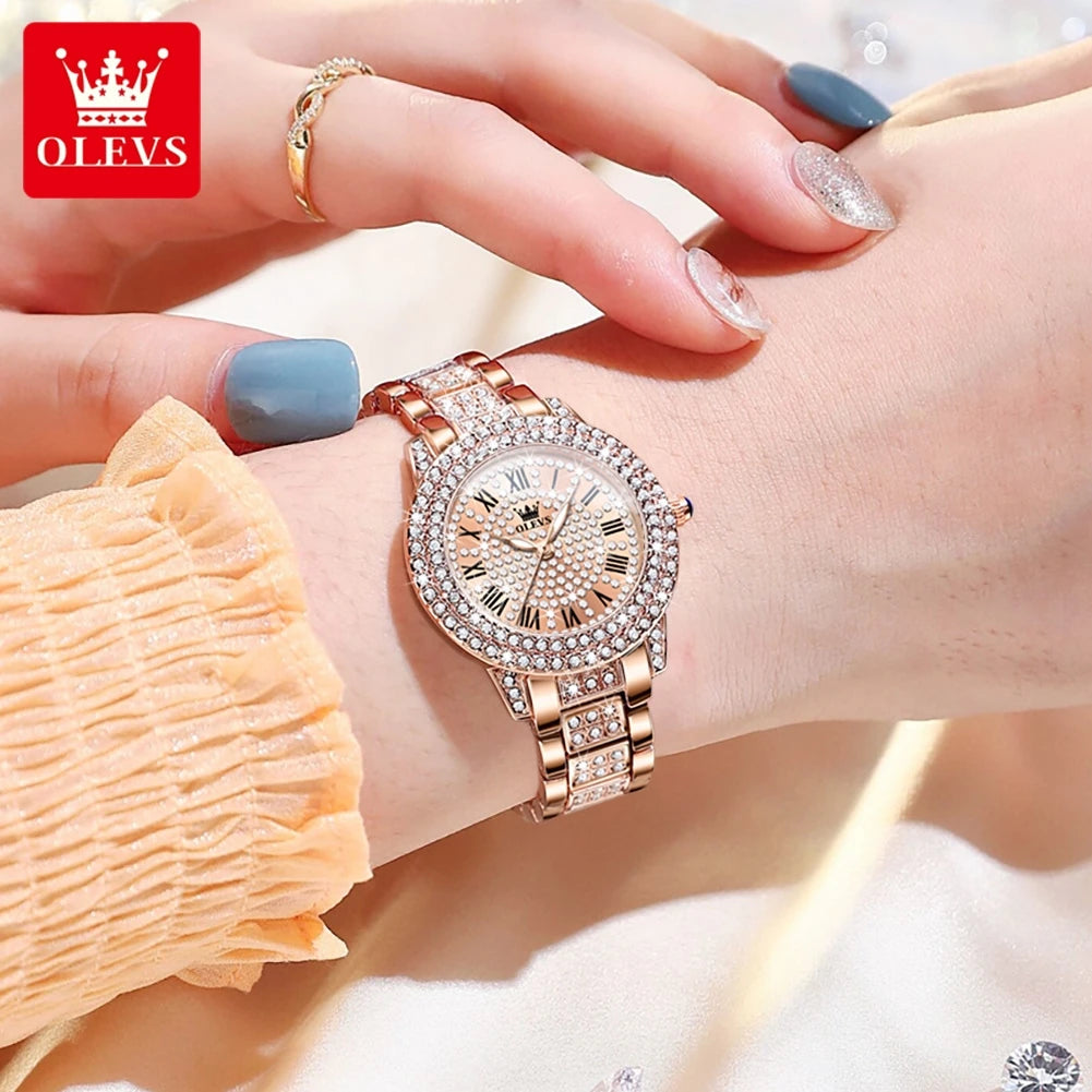 OLEVS 9943 Diamond Women's Watch Stainless Steel Quartz Wristwatch