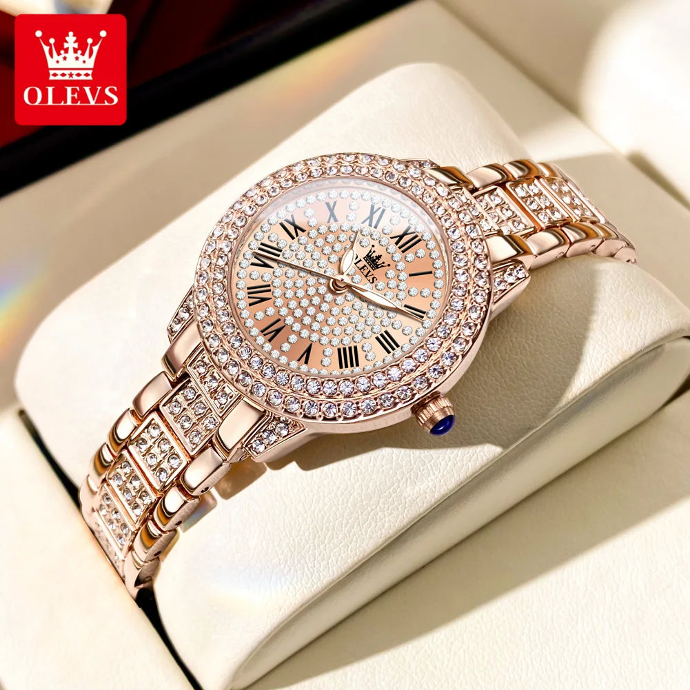 OLEVS 9943 Diamond Women's Watch Stainless Steel Quartz Wristwatch