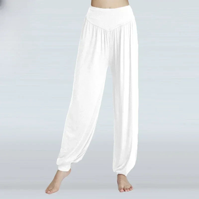 Womens Elastic Loose Casual Yoga Pants Breathable Polyester Dance Sports