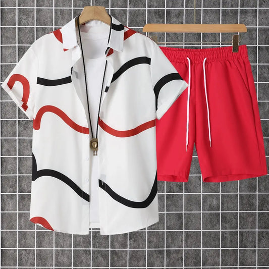2 Pack Mens Short Sleeve Button Down Set Drawstring Pants