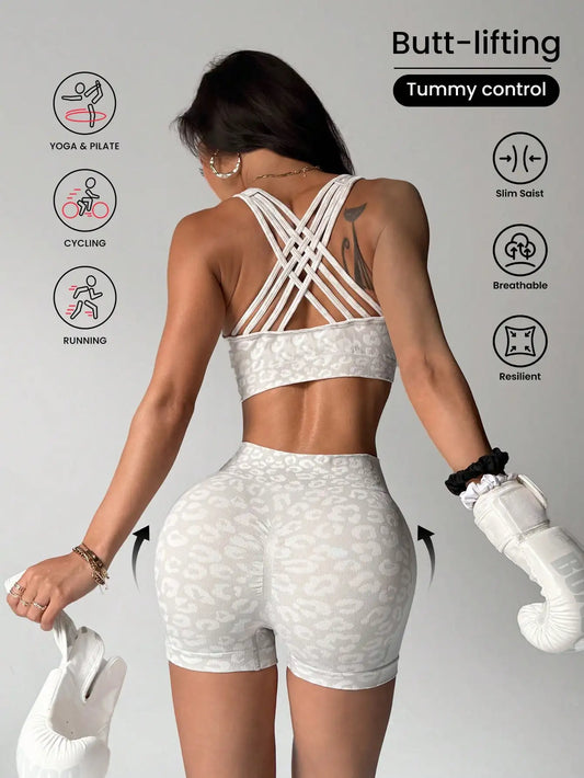 Leopard Print High Waisted Yoga Set For Women Tight Fit