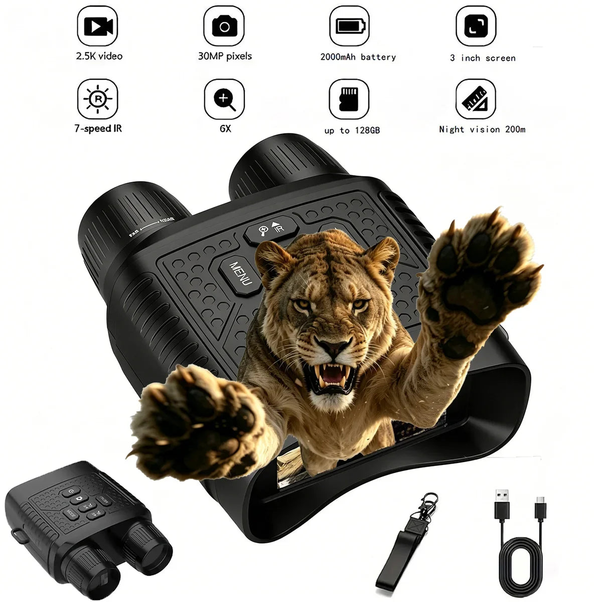 Digital Night Vision Binoculars With 6X Zoom Photo Video Recording