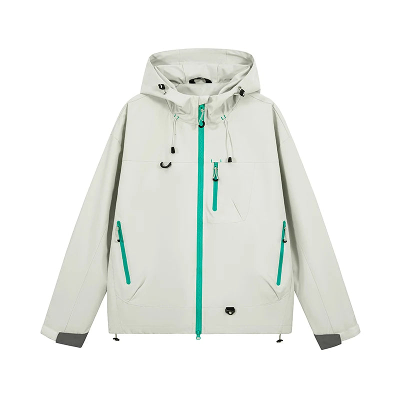 Unisex Waterproof Hiking Jacket Hooded Windbreaker For Outdoor Activities