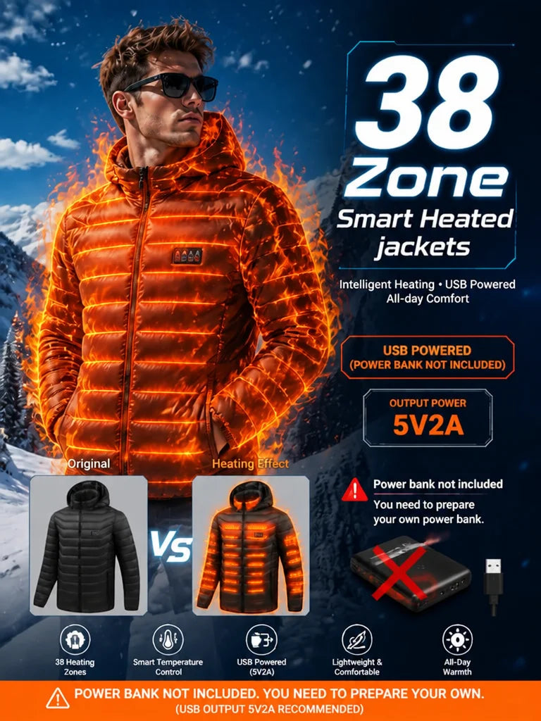 Mens Heated Jacket With 39 Zones And Four Temperature Settings