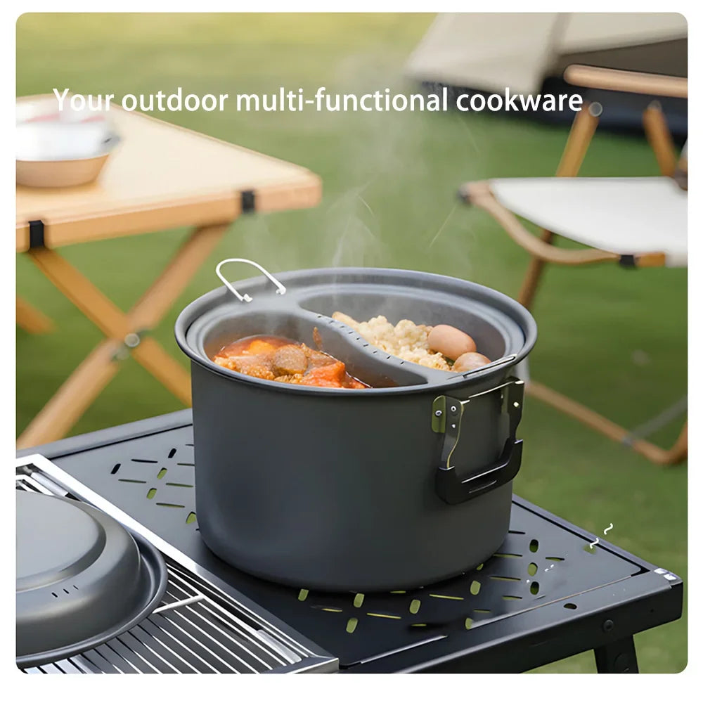 Camping Cookware Aluminum Camping Cooking Set Camp Kitchen  Large Pot for 4-7 People, Ideal for Outdoor, BBQ & Home Use
