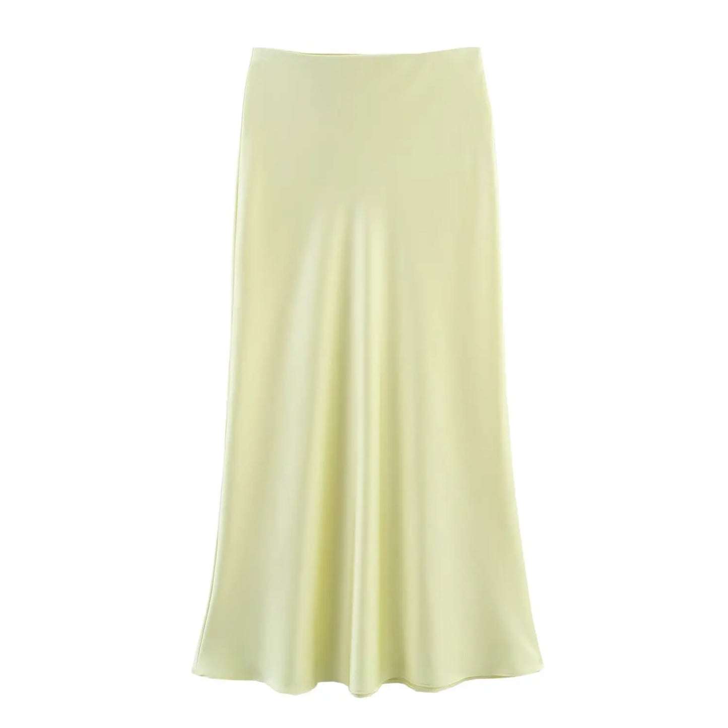KONDALA Vintage Satin Skirt Women High Waist Elegant Silky