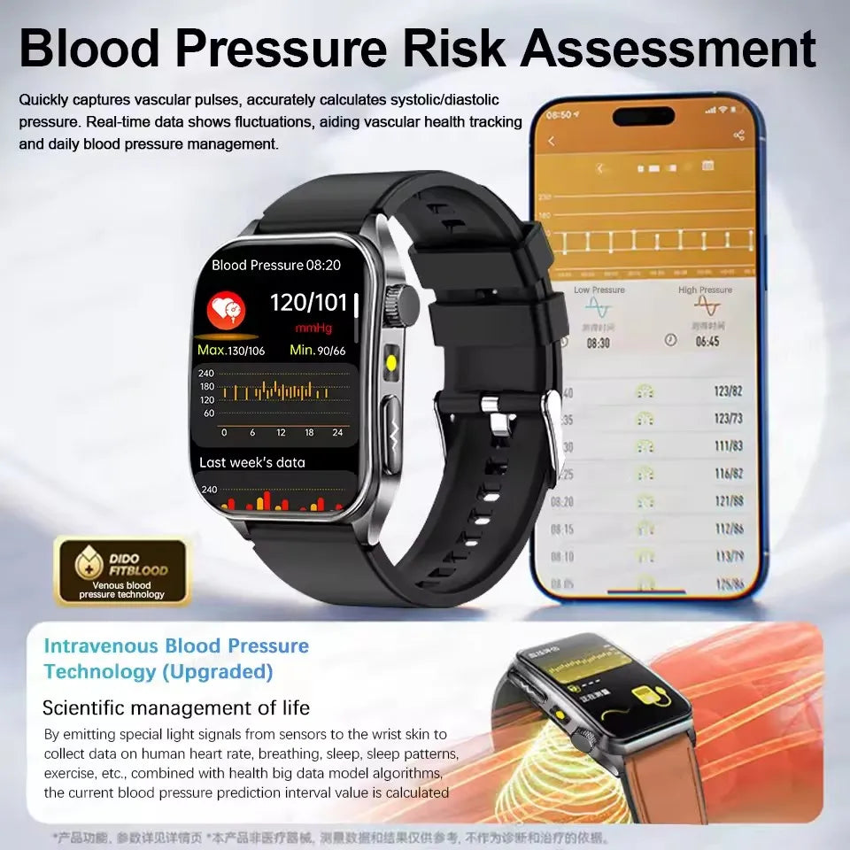 Smartwatch With Laser Therapy ECG Monitor And Blood Oxygen