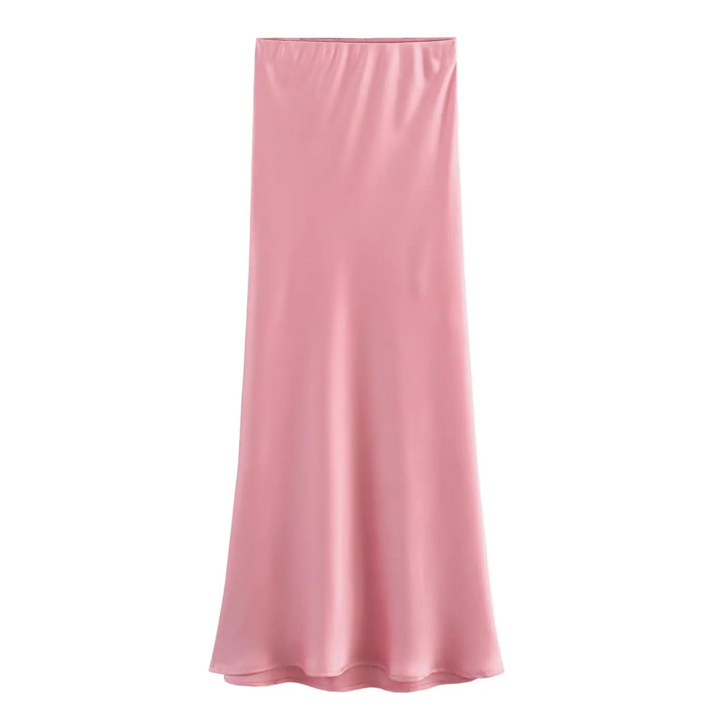 KONDALA Vintage Satin Skirt Women High Waist Elegant Silky