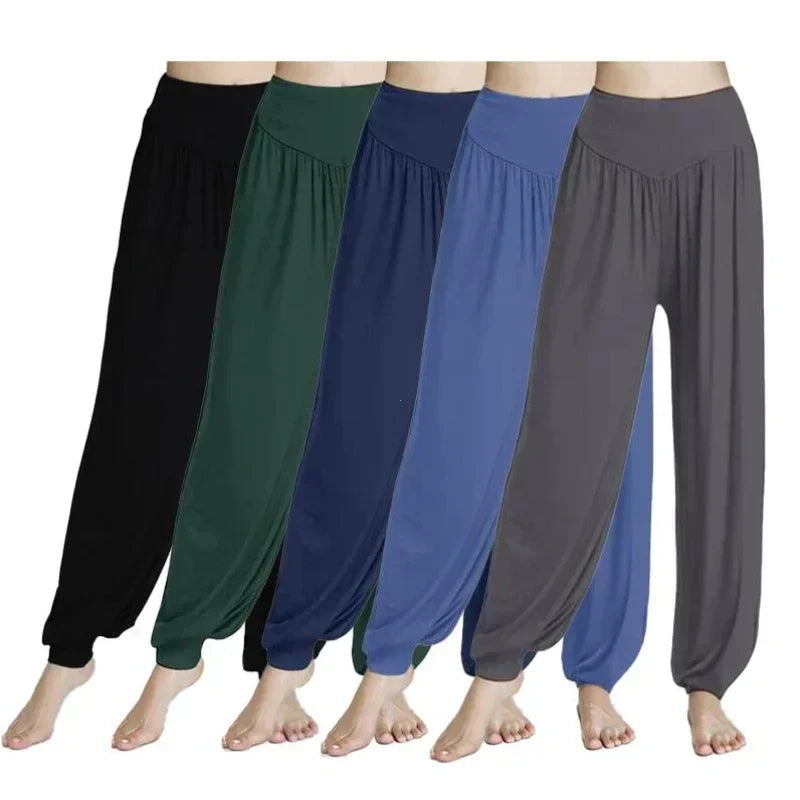 Womens Elastic Loose Casual Yoga Pants Breathable Polyester Dance Sports