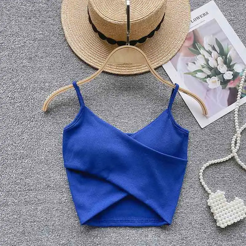 Yezw Irregular Casual Camisole Women Solid Slim Tank Top Strap Design