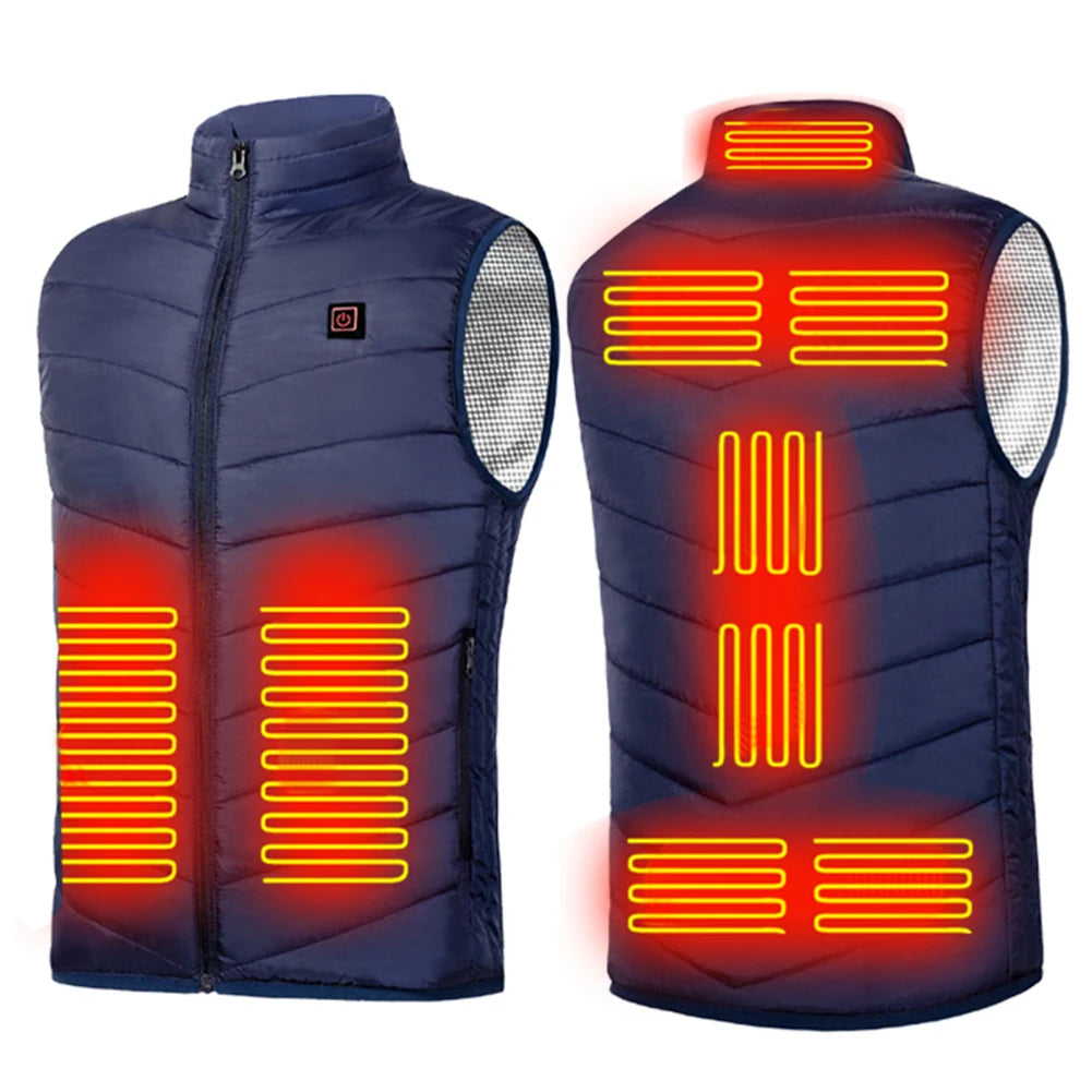 9 Heated Vest Zones Electric Heated Jackets Men Women Sportswear Heated Coat Graphene Heat Coat USB Heating Jacket For Camping