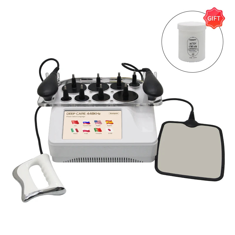 Upgrade 448K INDIBA Physical Technology Tecar Deep Warmth CET RET RF Microcurrent Relieves Muscle Soreness Massage Shaping and Weight Loss Device Burning Fat Tighten the Skin Promote Lymphatic Circulation