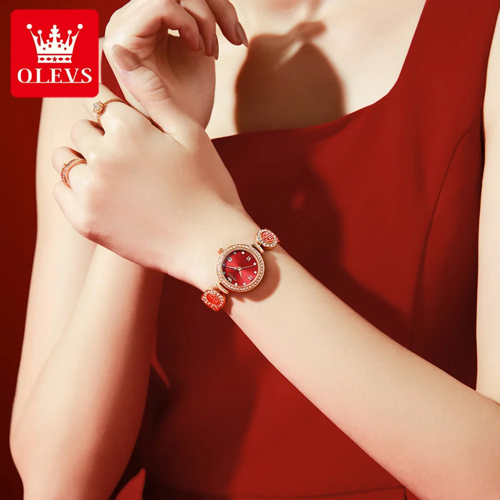 OLEVS 5630 Women Diamond Date Quartz Watch Waterproof Bracelet
