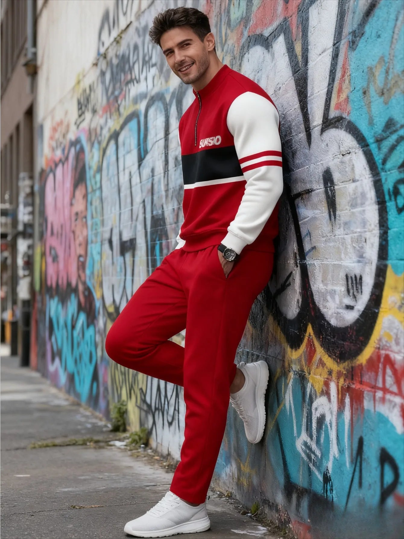 Men's Suit Digital Print Sweatshirt Set
