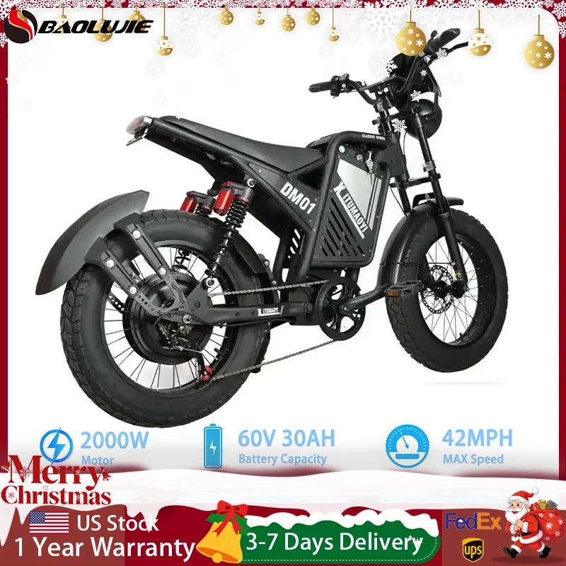 Baolujie DM01 60V 30Ah Electric Bike Max Speed 42MPH