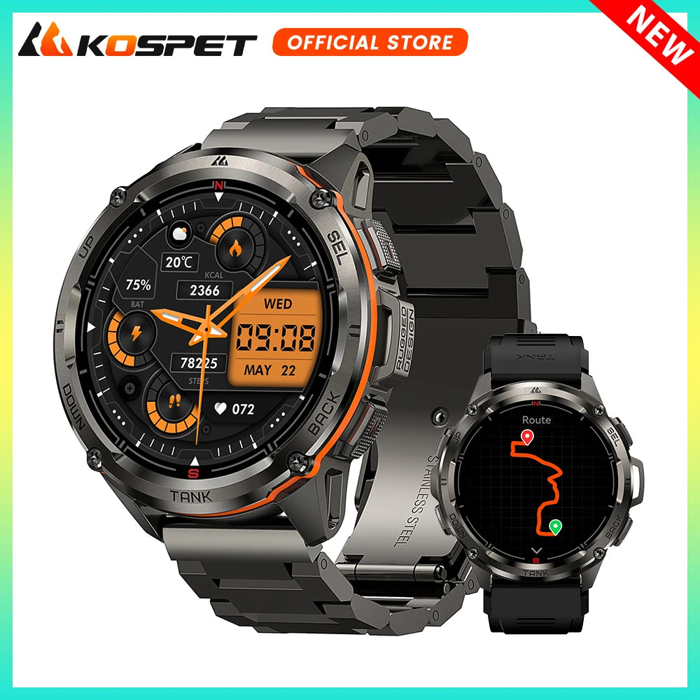 Kospet Tank T3 Ultra GPS Smartwatch Rugged Amoled Fitness Tracker