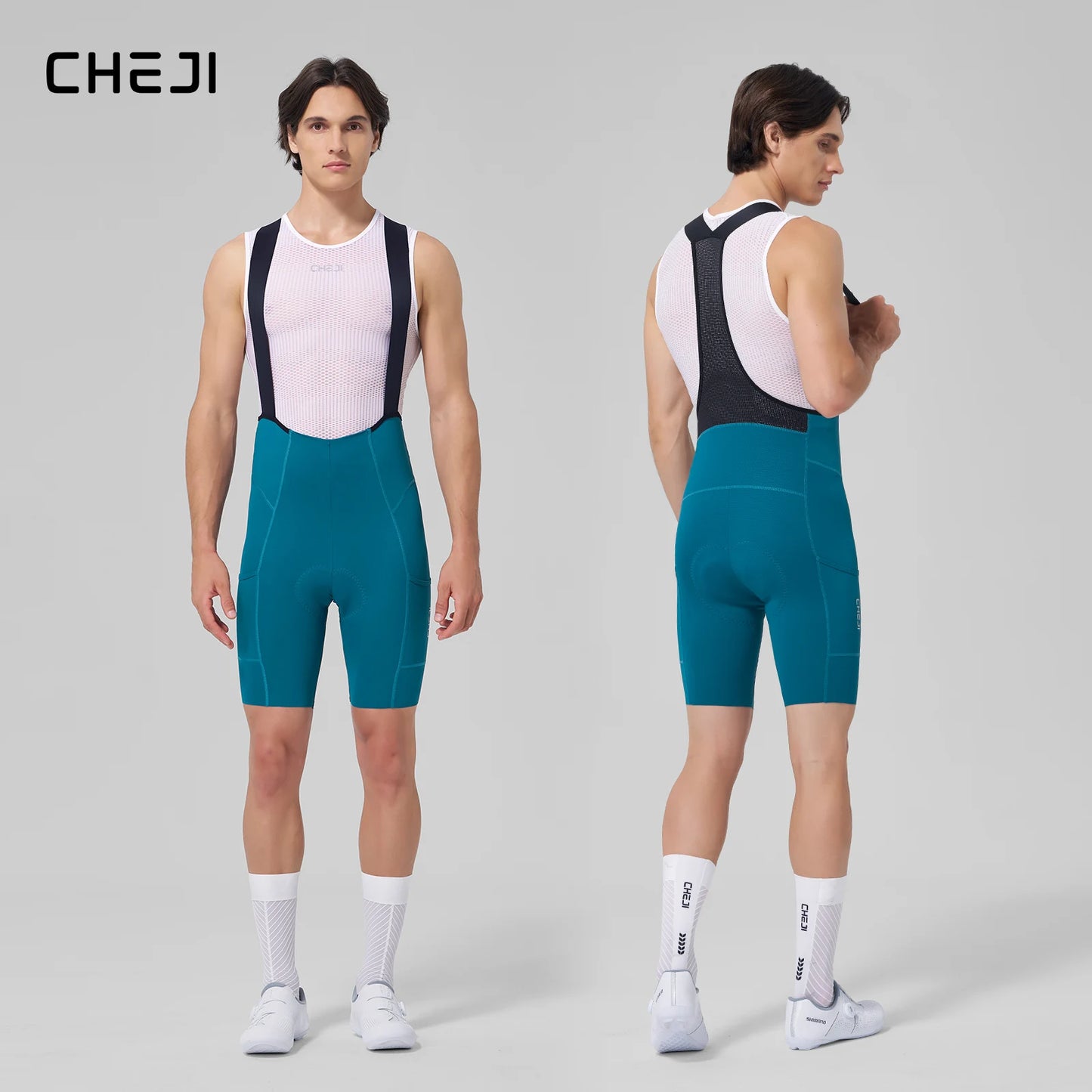 Cheji Men's Cycling Bib Shorts Seamless Comfort Quick Dry Breathable