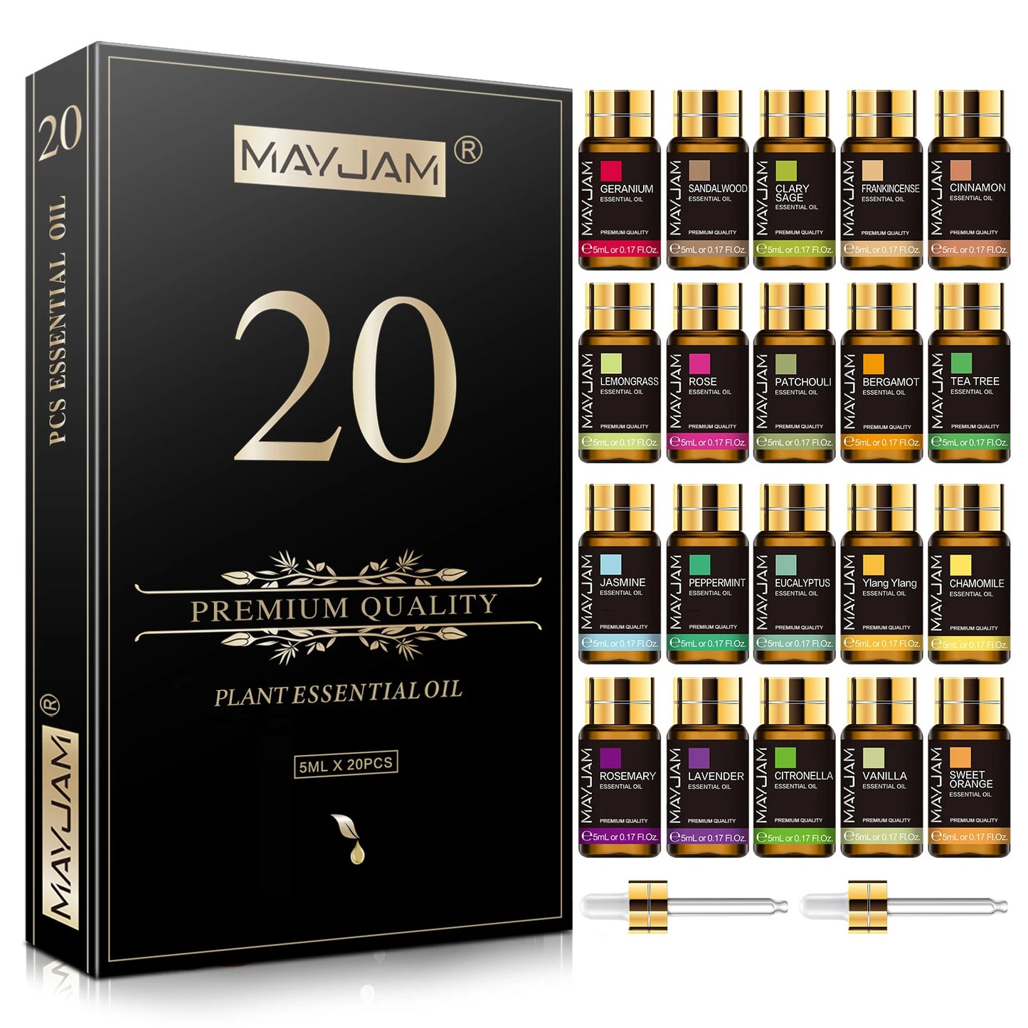 MAYJAM 20 Essential Oils Kit Set Lavender Jasmine Eucalyptus Vanilla