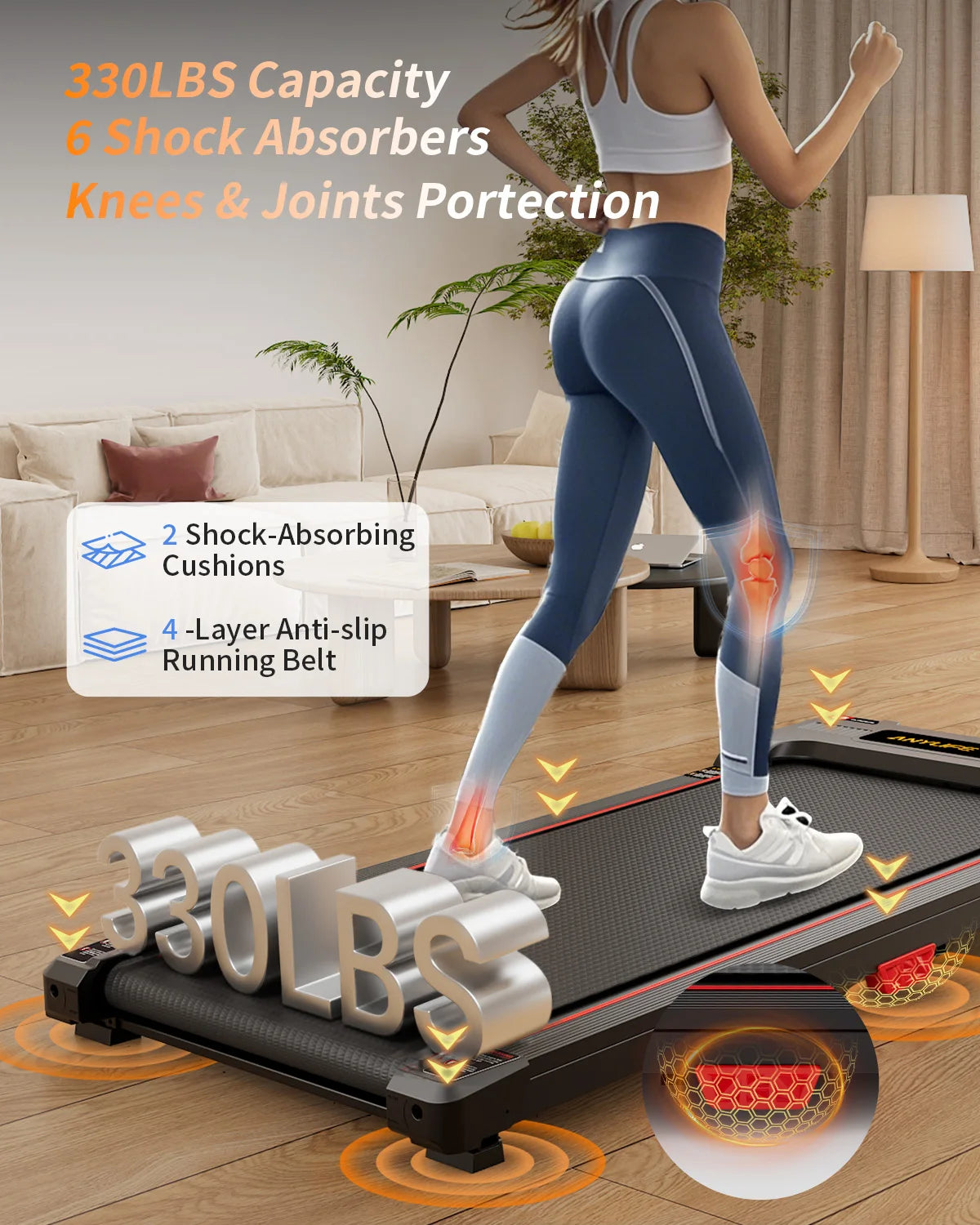 Under Desk Treadmill Incline Walking Pad 2.5HP Portable Home Use