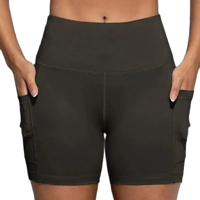 CHRLEISURE Yoga Shorts Pockets High Waist Butt Lifting Fitness