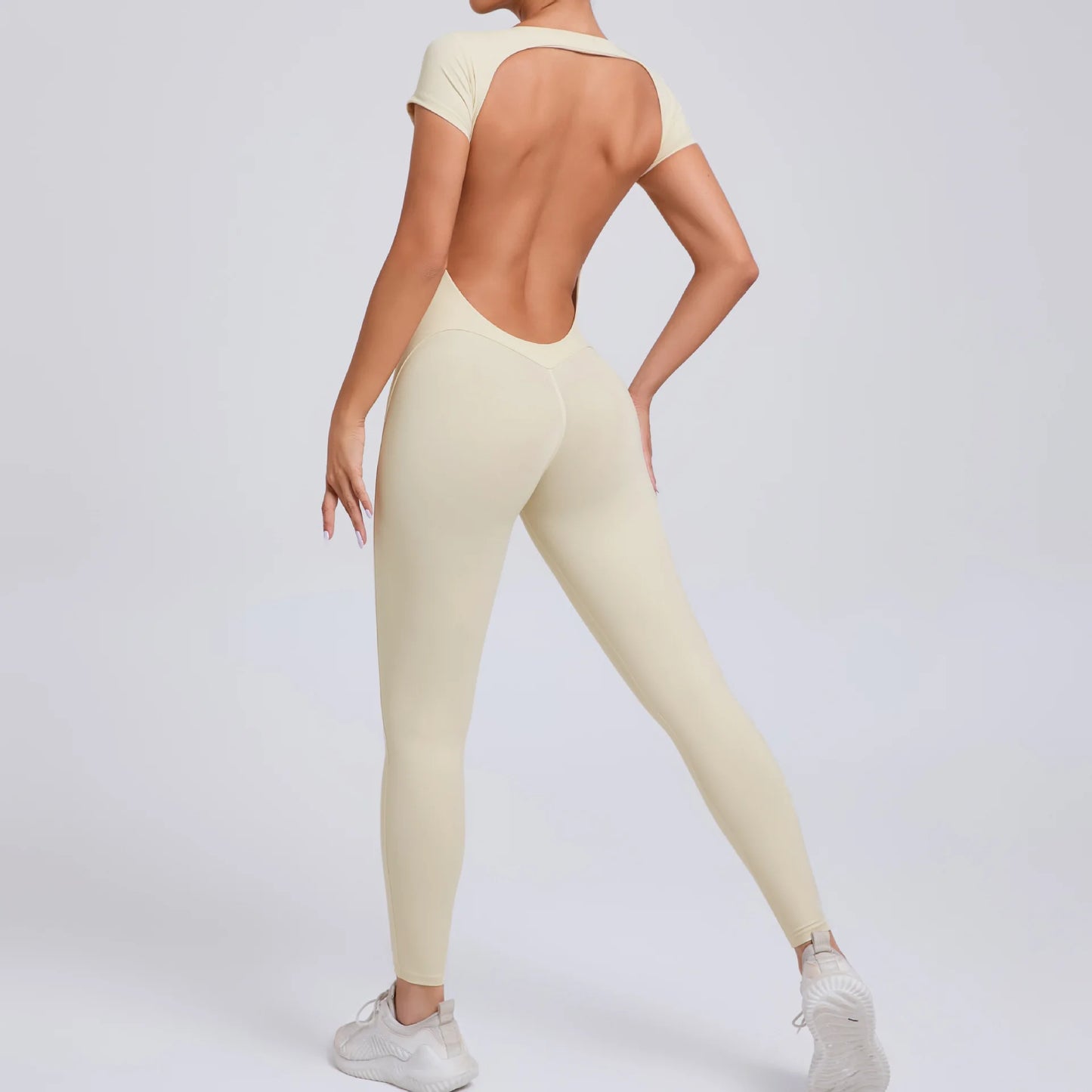COZOKCN Women's Yoga Jumpsuit One-Piece Open Back Slim Fit