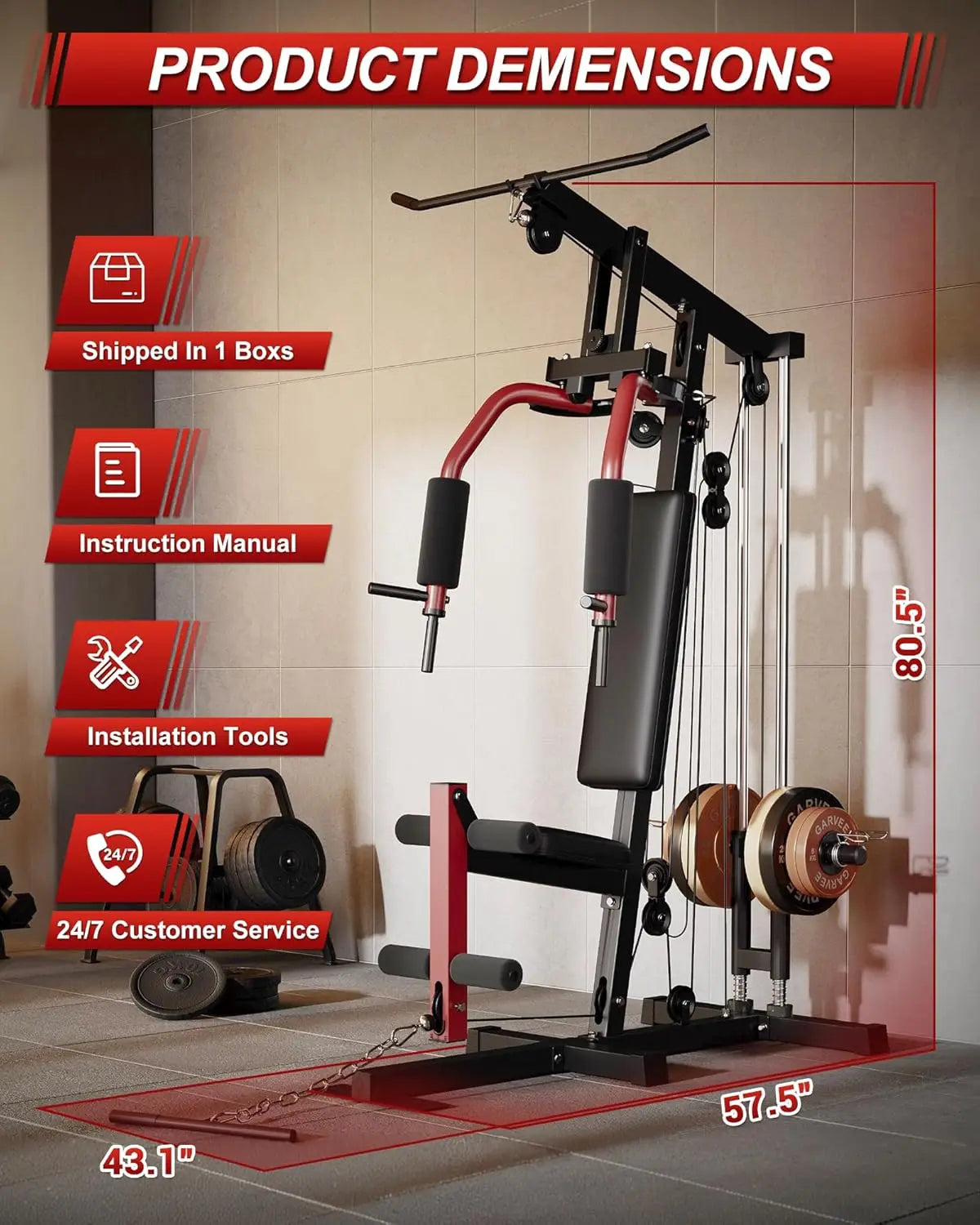 HiMISS All In One Home Gym Chest Press LatPulldown