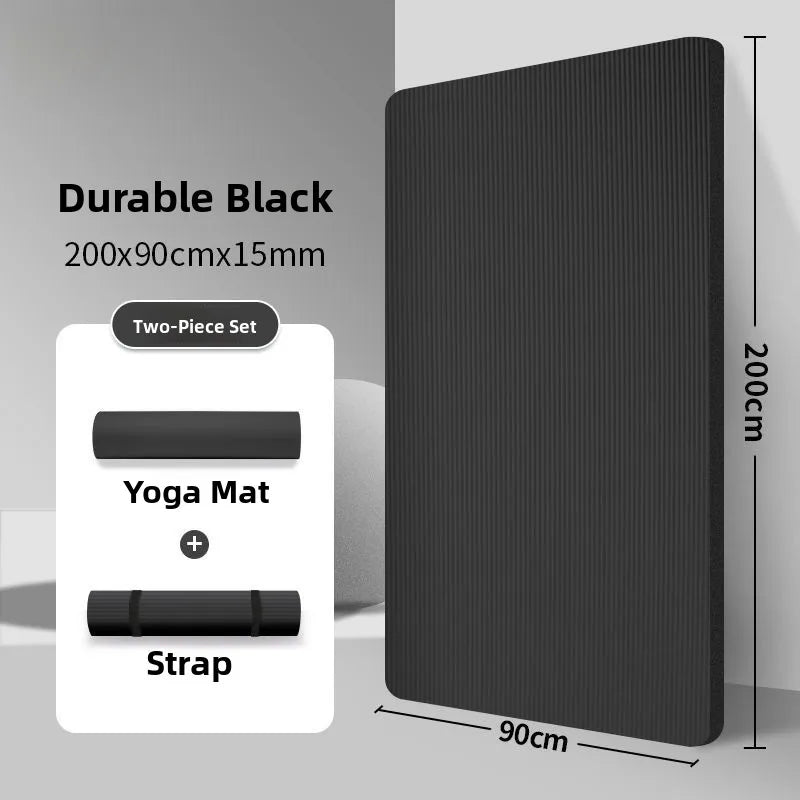 Men's Fitn Yoga Mat Thiened 20mm Wide Long Anti-slip Exercise Yoga Mat for Home Use l Rubber Pure Color Design