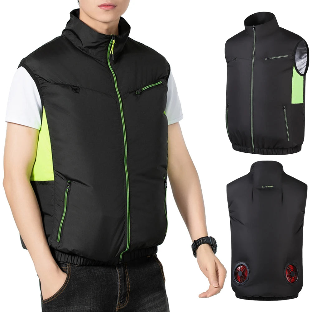 Wearable Cooling Vest With Air Circulation Fan For Outdoor Work