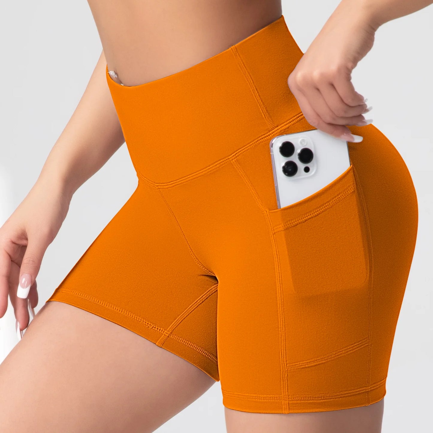 CHRLEISURE Yoga Shorts Pockets High Waist Butt Lifting Fitness