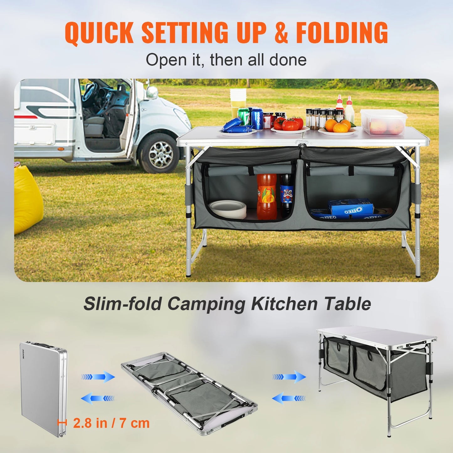 VEVOR Camping Kitchen Table Portable Folding Outdoor Table