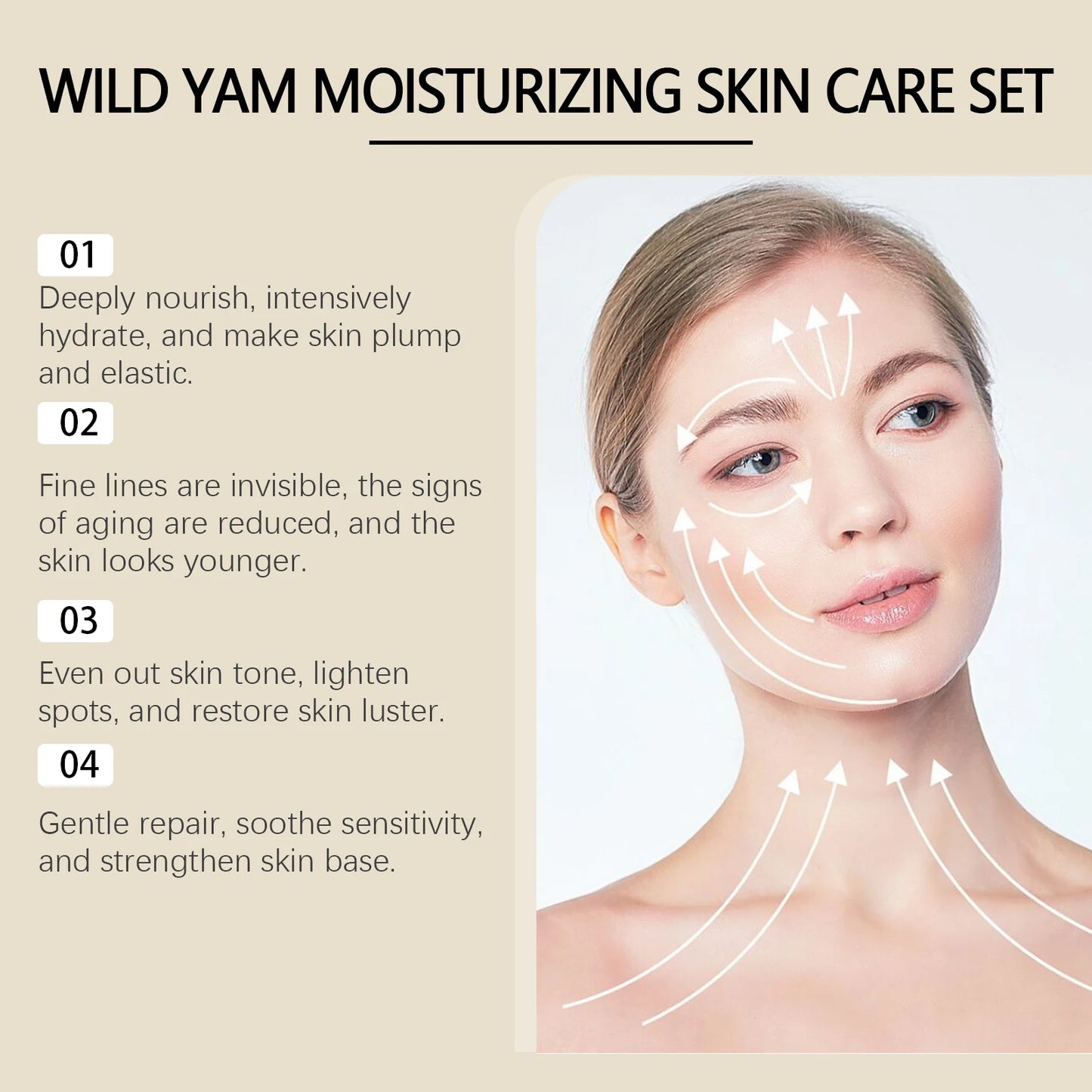 Eelhoe Wild Yam Moisturizing Skincare Set Face Cream Toner Kit