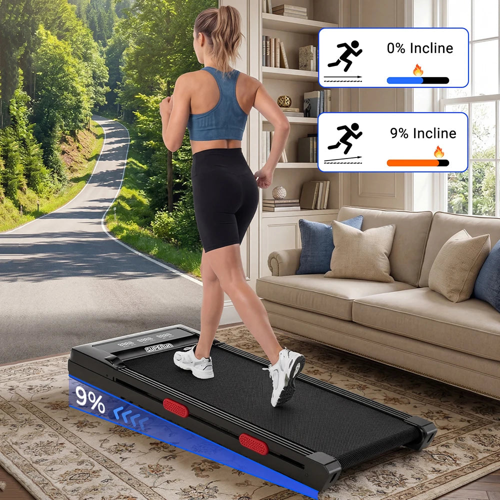 Superun 3.0HP Incline Under Desk Walking Pad Treadmill for Home