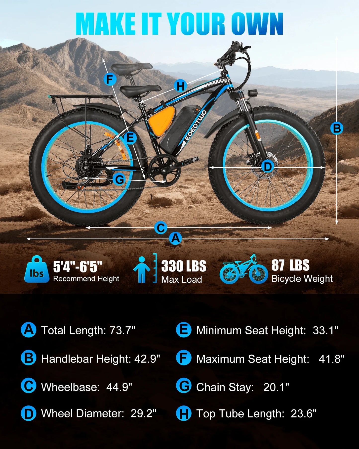 EOEOTWO Electric Fat Tire Ebike 1500W 960Wh Battery