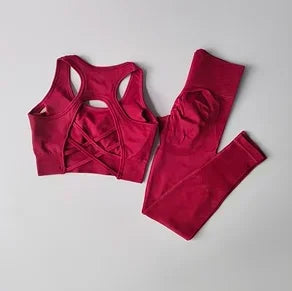 Two Piece Women Yoga Set Sports Bra Tank Top Leggings