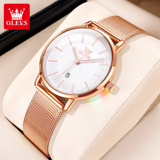 OLEVS Women's Ultra Thin Quartz Watch With Calendar And Waterproof