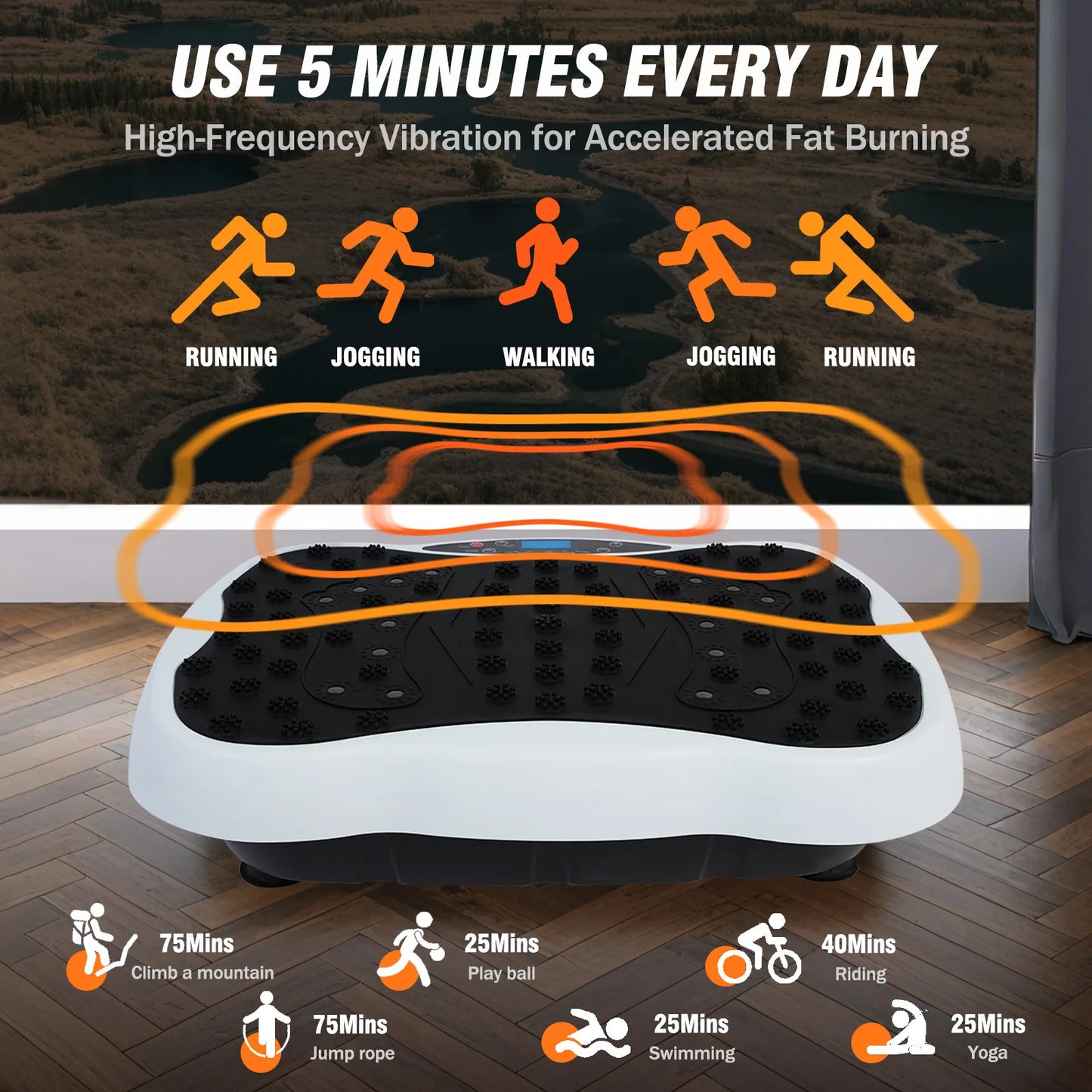 Full Body Vibration Plate Exercise Machine With Resistance Bands Remote