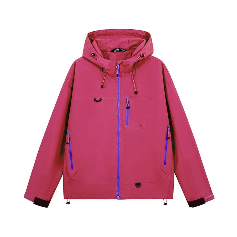 Unisex Waterproof Hiking Jacket Hooded Windbreaker For Outdoor Activities