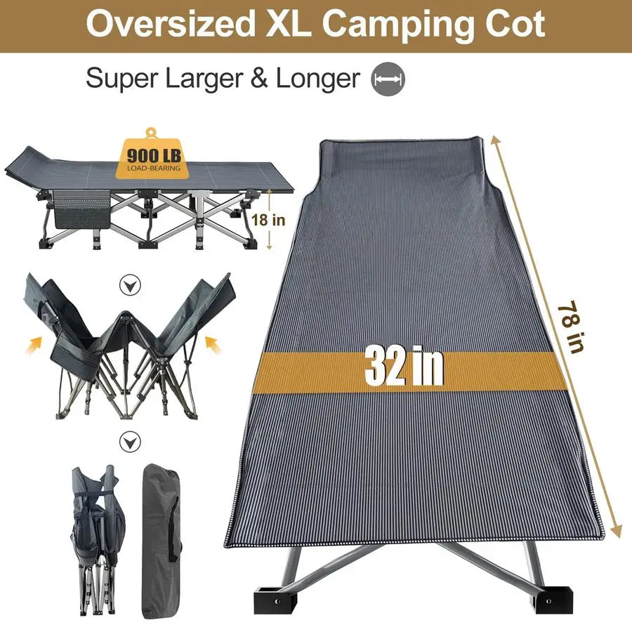 Folding Camping Cot With Mattress Heavy Duty Carry Bag