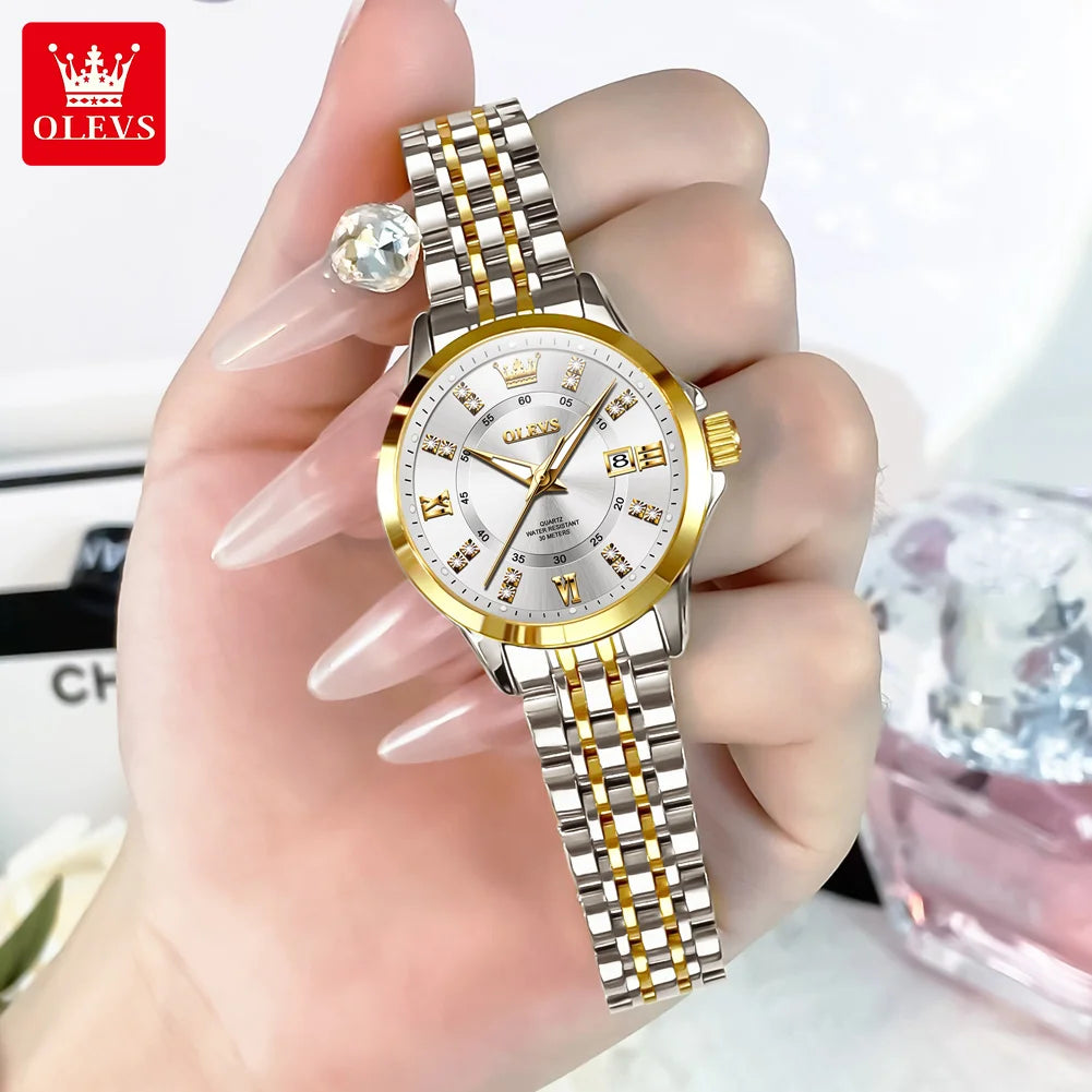 OLEVS 3620 Women's Luxury Diamond Quartz Watch Calendar