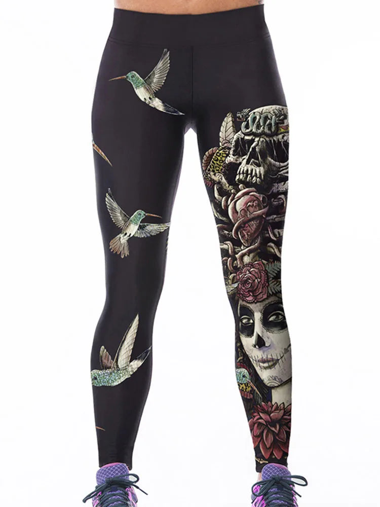Junxi Wan 3D Cat Print Leggings Women High Waist Fitness