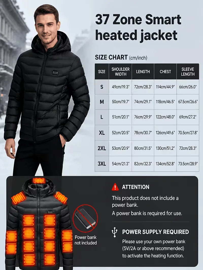 Mens Heated Jacket With 39 Zones And Four Temperature Settings