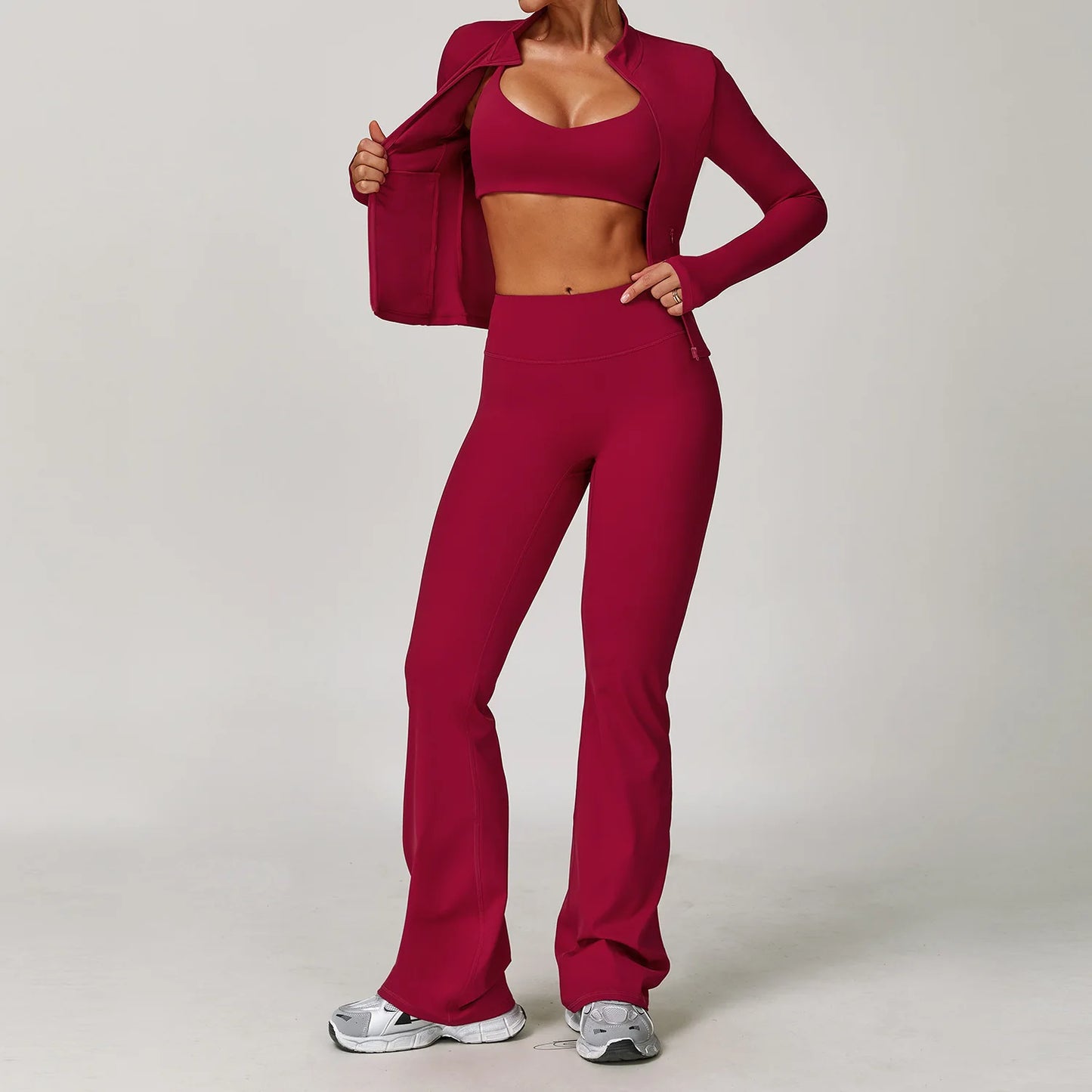Women Yoga Set 3 Piece Gym Wear High Waist Leggings