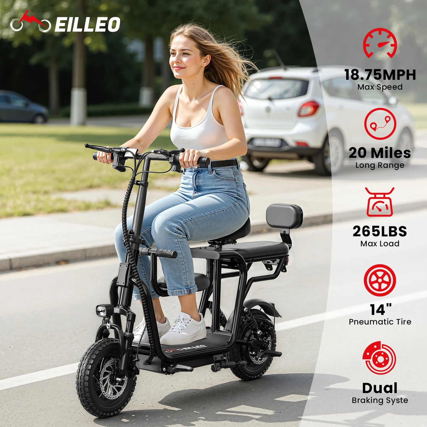 EILLEO SPACEWALK Foldable Electric Scooter With Seat 750W 48V