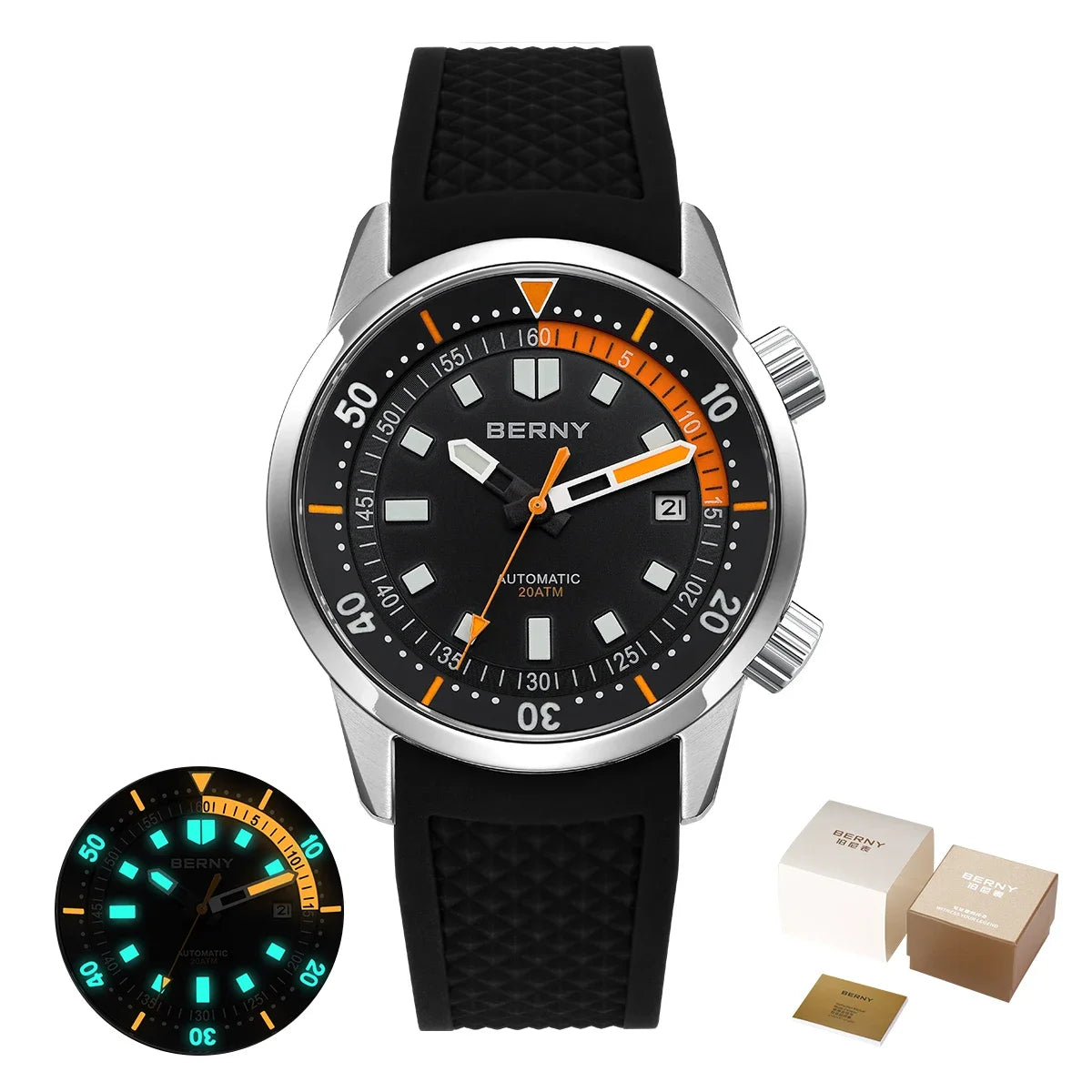 BERNY 200M Waterproof Automatic Diver Watch With Sapphire Glass