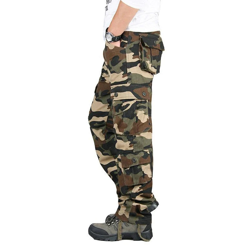 Men Tactical Cargo Pants Cotton Outdoor Hiking Trousers