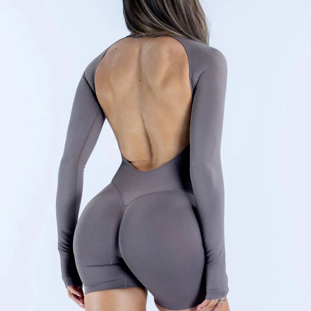Nclagen Women Seamless Long Sleeve Yoga Fitness Playsuit