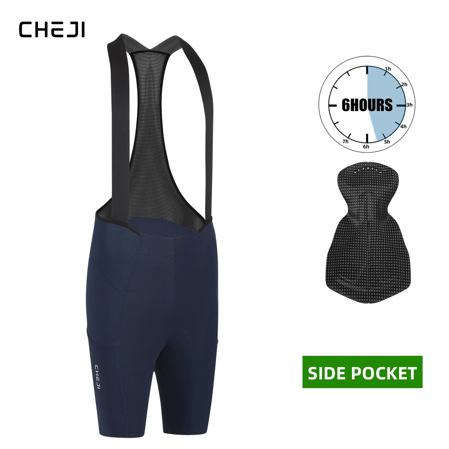 Cheji Men's Cycling Bib Shorts Seamless Comfort Quick Dry Breathable