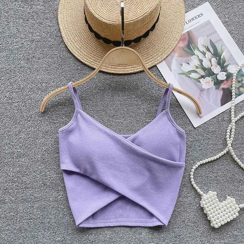 Yezw Irregular Casual Camisole Women Solid Slim Tank Top Strap Design